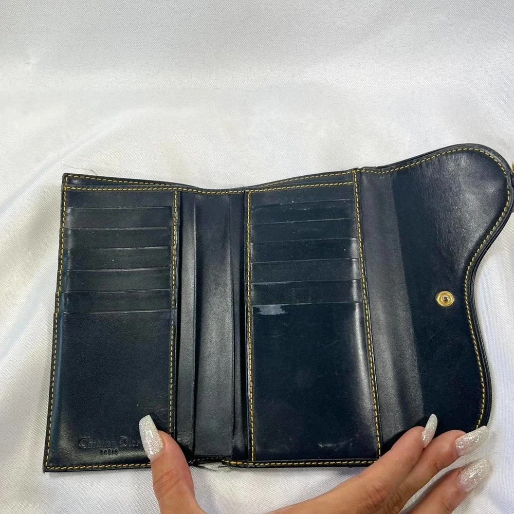 1990s Navy Blue Christian Dior Monogram Saddle with Golden “D” / Monogram Clutch